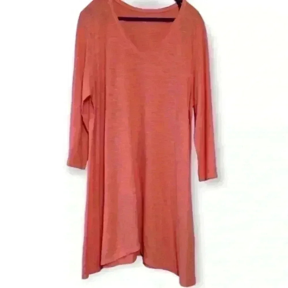 EILEEN FISHER coral Hemp Organic Cotton Tunic sz medium 8/10